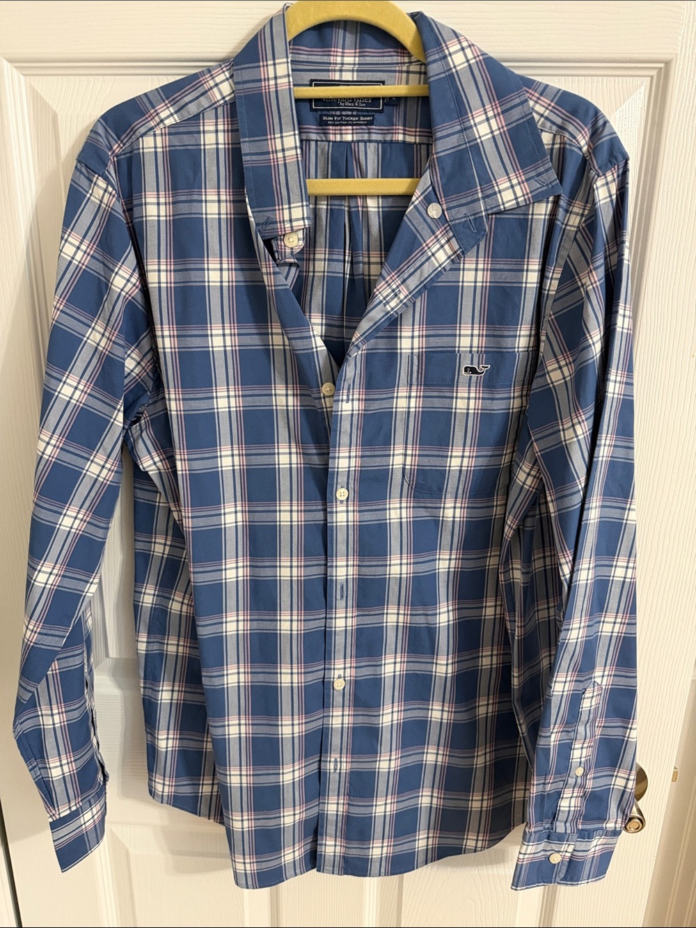 Vineyard Vines Blue and White Plaid Button-Down Shirt - Men's